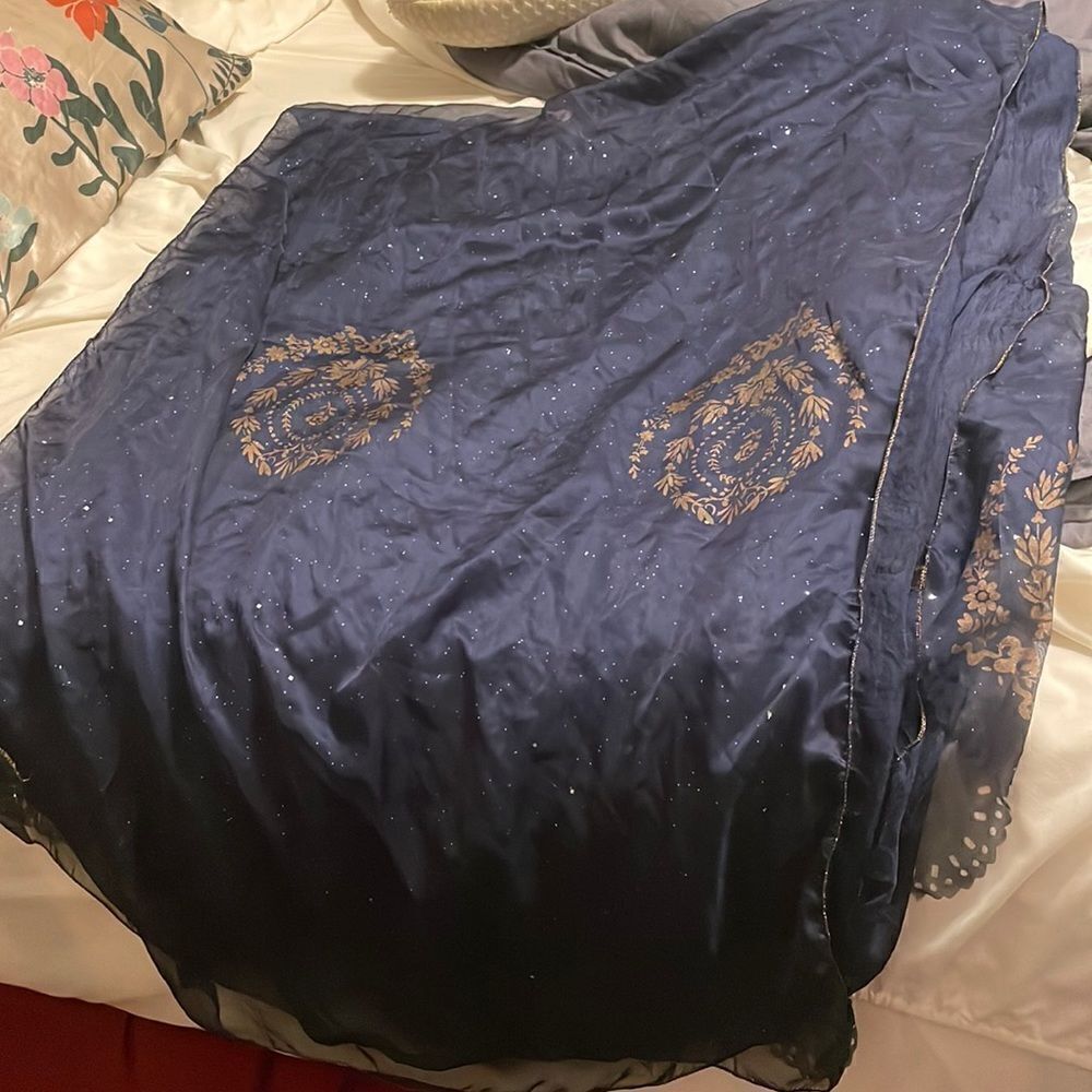 Navy and gold sparkle scarf
